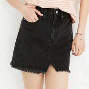 Madewell Distressed Hem Mini Skirt in Black